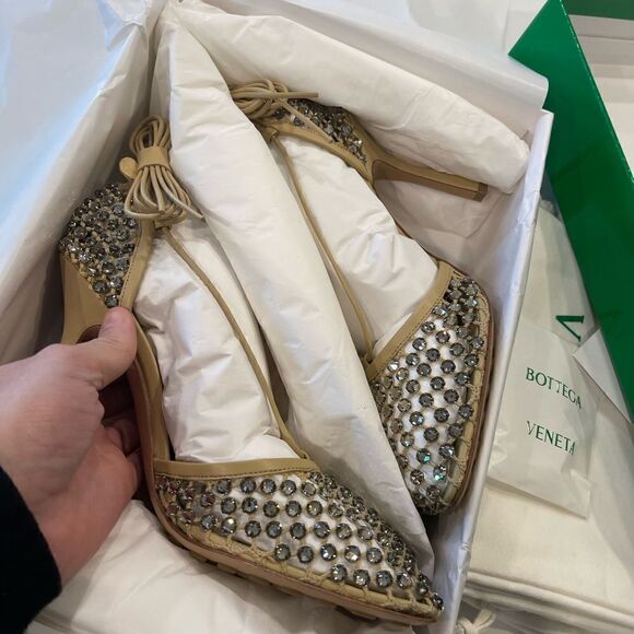 Bottega Stretch Rhinestone Heels  - Picture 3 of 9